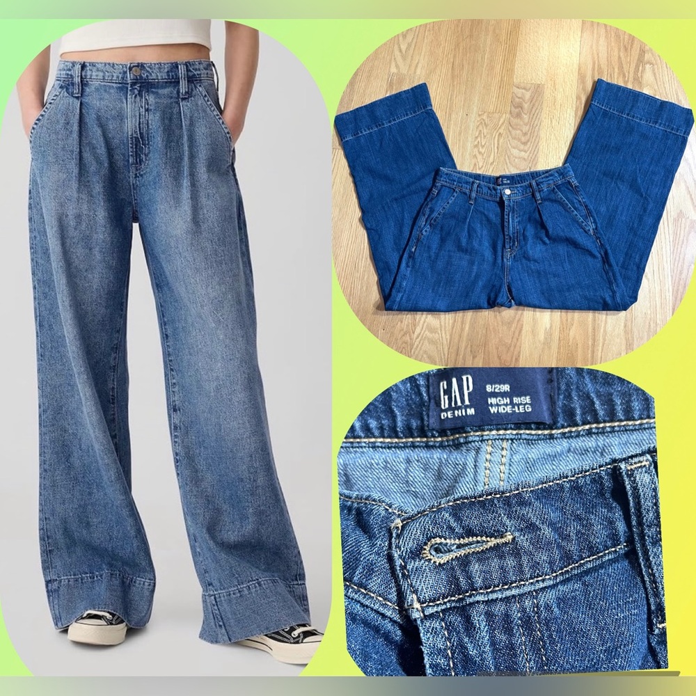 🌻Gap Dark Denim High Rise Wide Leg  Jeans 8/29R